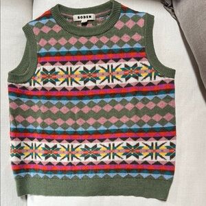 Boden Green Multicolor Fair Isle Knit Vest S
